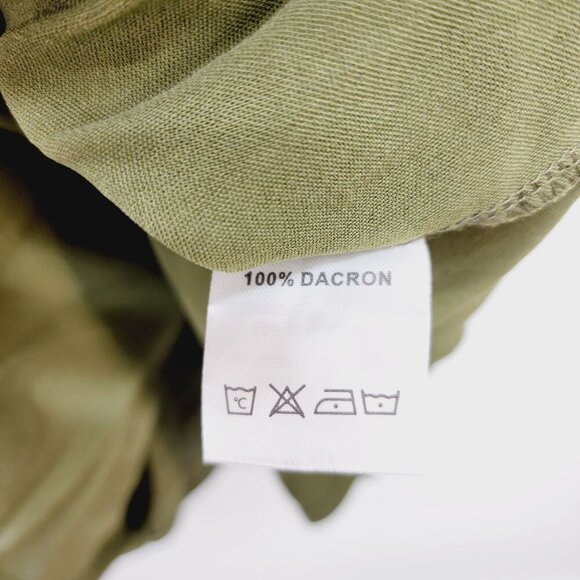 Green Long-Sleeve V-Neck Wrap Dress With Ruffle Hem & Tie Waist - Size L - Picture 9 of 12